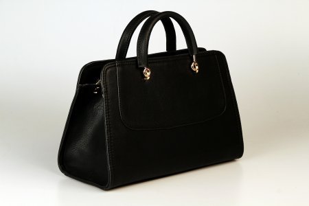 Women black leather handbag